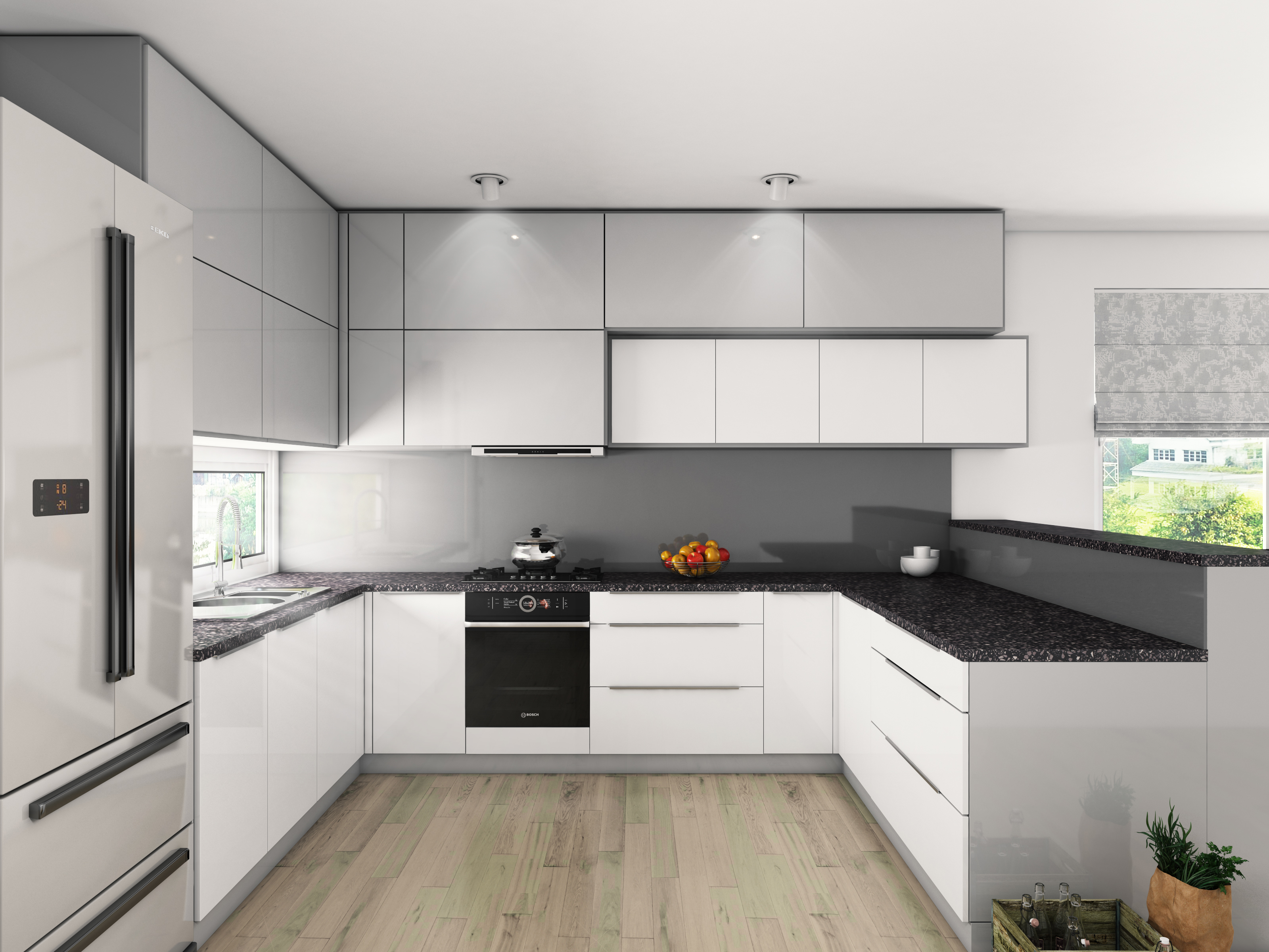 7'X8'X11'-Supremo-U-Shape-Kitchen | Houzlook